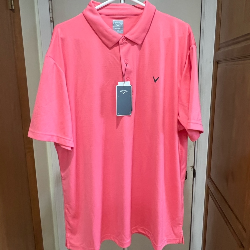 Callaway Sun Kissed Coral Men’s Golf Polo XXL NWT